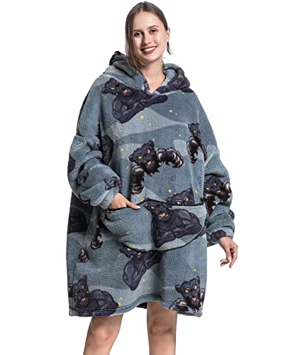 JOJJJOJ Übergroße Hoodie-Decke mit riesiger Tasche bequeme Sherpa Fleece Decke Kapuzenpullover warmes Sweatshirt Bademantel für Damen Herren Teenager Geschenk von JOJJJOJ