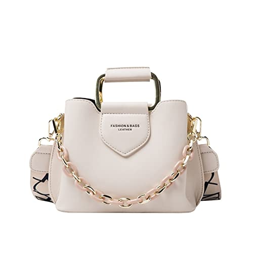 Frauen Top-Griff Mini Eimer Tasche Luxus Design Handtaschen Qualität Leder Messenger Schulter Umhängetasche for Frauen(White) von JOJOJ