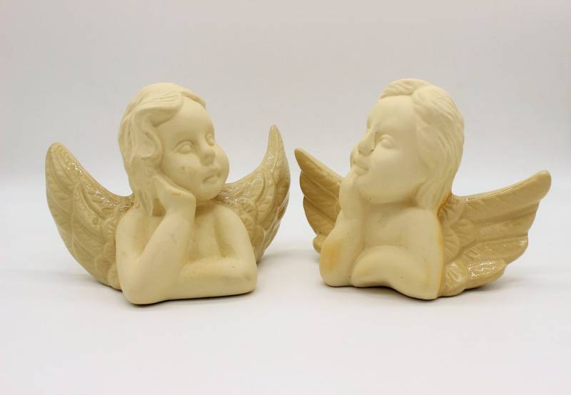 Luna24 simply great ideas... Keramikbürste Engelsbüste, Dekoengel, Weihnachtsegel, Grabschmuck, 2er Set, 2-tlg., Terrakotta von Luna24 simply great ideas...