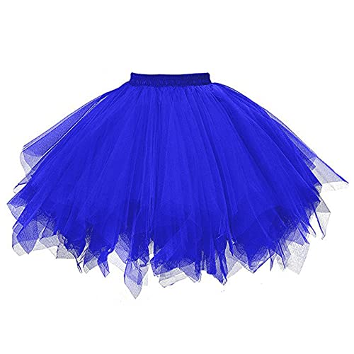 Damen Karneval kostüm tüllrock 50er tütü Rock kurz Ballett, Unterrock Kurz Ballkleid Ballett Tanzkleid Abendkleid Gelegenheit Zubehör (eine Größe) (blau) von JOKBEN