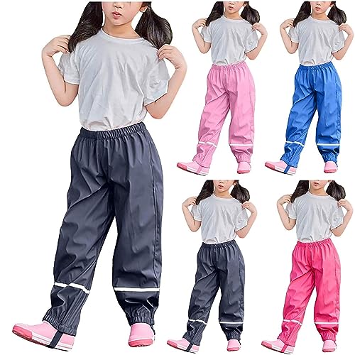 JOKBEN Regenhose Kinder Unisex, Wasserdicht und Winddicht Regenbundhose, Atmungsaktiv Matschhose, Leicht Strapazierfähig Überziehhose Outdoorhose für Mädchen Jungen, Heißes Rosa, 122-128(7-8 Jahre) von JOKBEN