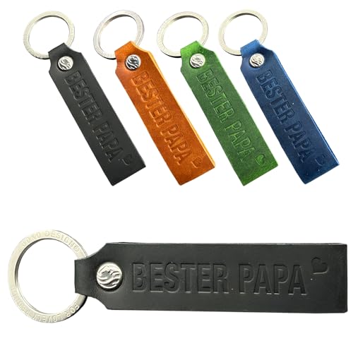 JOKO DESIGN Bester Papa - Beste Mama Leder Schlüsselanhänger Vatertag Muttertag Geschenkidee Mutter Vater Geschenk, schwarz von JOKO DESIGN
