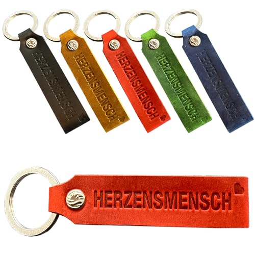 JOKO DESIGN Herzensmensch Leder Schlüsselanhänger - Geschenke für Frauen Männer Freundin Jahrestag - Partner Geschenkidee Liebe Geburtstag - design Made in Germany, rot von JOKO DESIGN