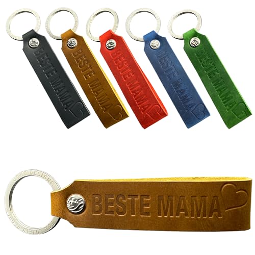JOKO DESIGN Schlüsselanhänger Leder Beste Mama/Bester Papa Geschenkidee Mutter Vater, braun von JOKO DESIGN