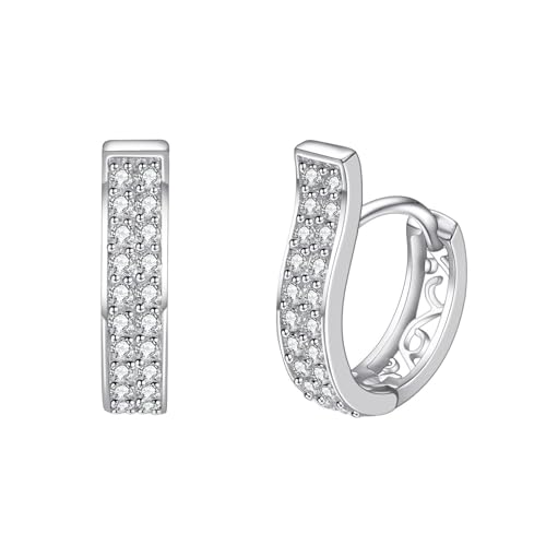 JOLCHIF Creolen Etrische Ohrringe Silber 925 Harfe kleine U-förmige Manschette Ohrringe Mit Stein AAA Zirkonia Klappcreolen Schmuck Damen von JOLCHIF