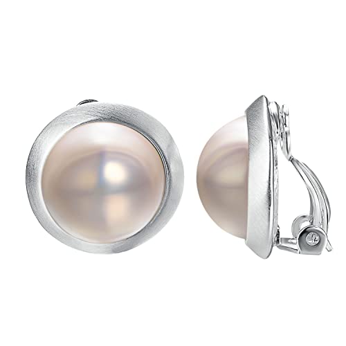 JOLCHIF Ohrclips Silber Perlen Ohrringe Clip Vergoldet Statement Klipp Ohrringe Groß Perlen Modeschmuck Für Damen von JOLCHIF