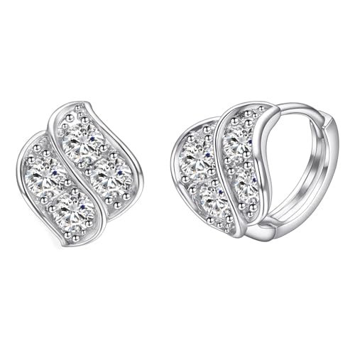 JOLCHIF Ohrringe Mit Stein Creolen Silber 925 Vergoldet Medizinische Ohrstecker Klappcreolen Schmuck Damen von JOLCHIF