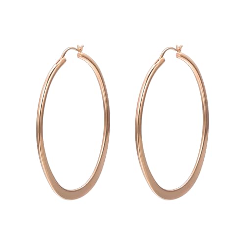 JOLCHIF Rose Gold Oval Hoop Earrings für Frauen 14K Rose Gold Hoop Earrings Lightweight Hypoallergenic Jewelry von JOLCHIF