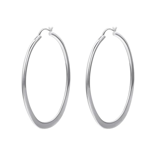 JOLCHIF Silber Oval Hoop Ohrringe für Frauen 14K plattiert Weißgold leichtgewichtige hypoallergene Ohrringe Ohrschmuck von JOLCHIF