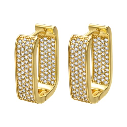 JOLCHIF Zirkonia Ohrringe Gold Viereckige Creolen Hängend Modeschmuck Ohrringe Vergoldet Damen Geometrisch Creolen von JOLCHIF