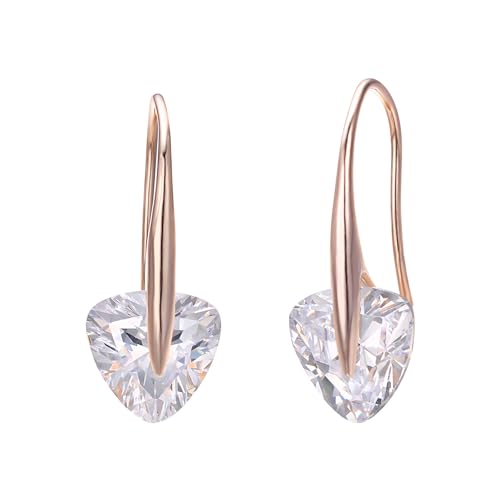 JOLCHIF Hochzeit Ohrringe Rosegold Zirkonia Hypoallergener Hängend Plattiert 1mm Post Haken Modeschmuck von JOLCHIF
