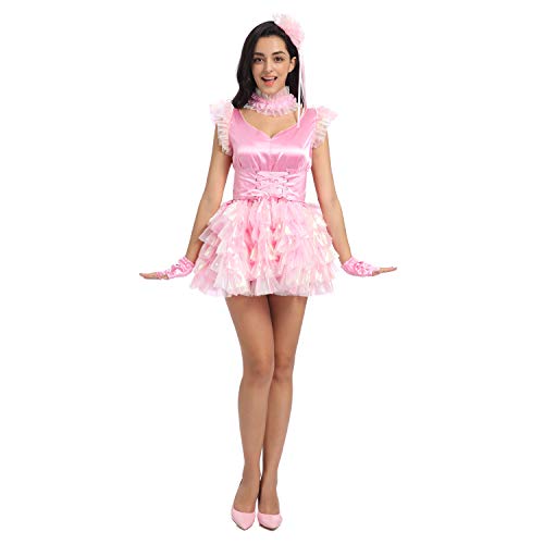 JOLINE Prissy Sissy Frauen Flauschiges Pinkes Tanzkleid Für Crossdressing (XXL) von JOLINE