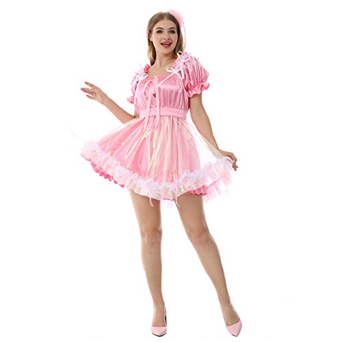 JOLINE Sissy Maid Satin Kleid Diener Outfit Uniform Schick Party (XXL) von JOLINE