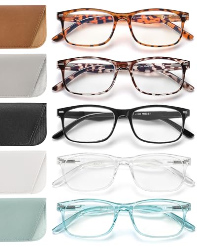 JOLISU 5 Packung Lesebrille für Frauen, Federscharniere Leichte Lesebrille, Anti Eyestrain (2.25) von JOLISU