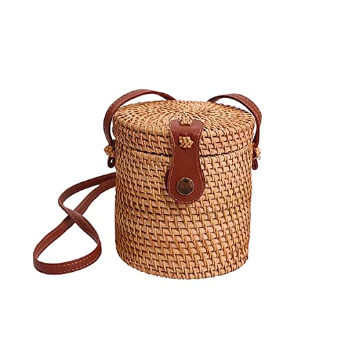 JOLLQUE Mini Handgewebte Rattan Tasche für Frauen, Mädchen Sommer Eimer Strand Crossbody Taschen für Strand, Picknick, natürliche gewebte Clutch Wicker Geldbörse von JOLLQUE