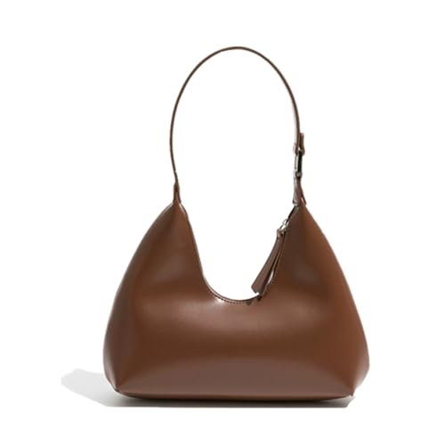 JOLLQUE Umhängetasche für Frauen, kleine Leder Handtasche Geldbörse, einzigartige trendy Reißverschluss Hobo Tasche(Kaffee) von JOLLQUE