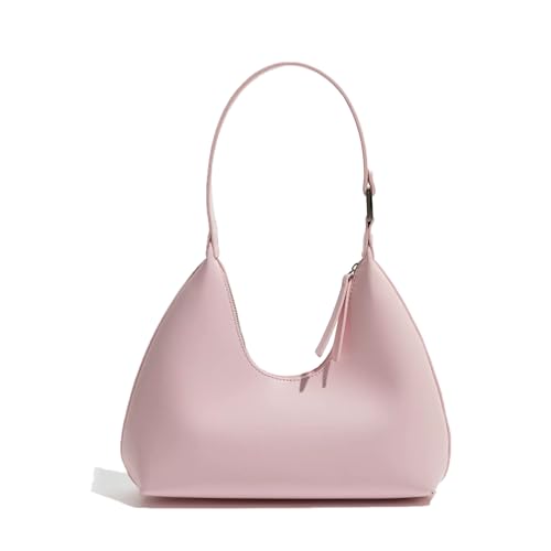 JOLLQUE Umhängetasche für Frauen, kleine Leder Handtasche Geldbörse, einzigartige trendy Reißverschluss Hobo Tasche(Rosa) von JOLLQUE