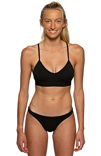 JOLYN Europe Low-Rise Bikinihose, mittlere Abdeckung, sportlicher Badeanzug, Sport-Badeanzug-Unterteil, Schwarz, Medium von JOLYN