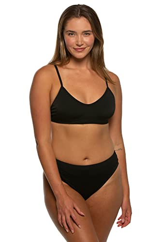 JOLYN Zoe Bikinihose mit hoher Taille, freche Damen-Badeanzug-Hose, Sport-Badeanzug-Hose für Damen, Schwarz, Large von JOLYN