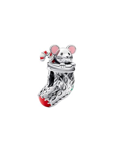 JOME Charm Weihnachtsmaus auf Socke – 925er-Sterlingsilber mit farbiger Emaille – kompatibel mit europäischen Armbändern JOME Charm Weihnachtsmaus auf Socke – 925er-Sterlingsilber mit farbiger Emaille – kompatibel mit europäischen Armbändern von JOME