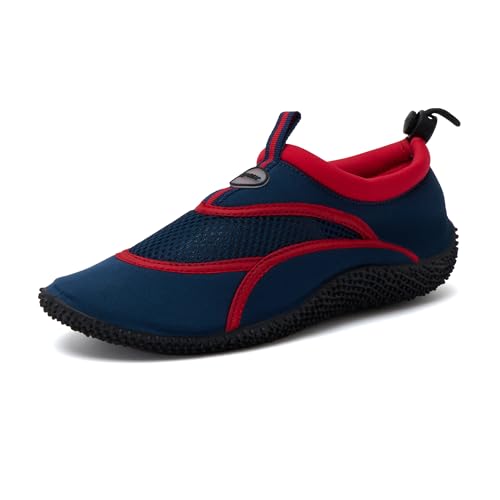 JOMIX Aqua Schuhe Herren Sommer Wasserschuhe Strandschuhe Sportlicher Aquaschuhe Barfuß Badeschuhe Schnelltrocknende (Marine Rot, 45EU, MDS250063) von JOMIX