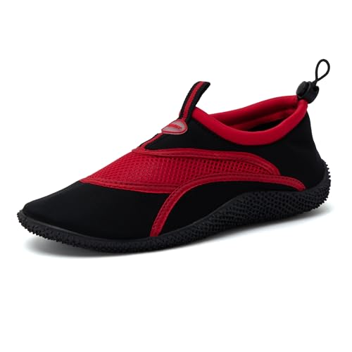 JOMIX Aqua Schuhe Herren Sommer Wasserschuhe Strandschuhe Sportlicher Aquaschuhe Barfuß Badeschuhe Schnelltrocknende (Schwarz Rot, 43EU, MDS250063) von JOMIX