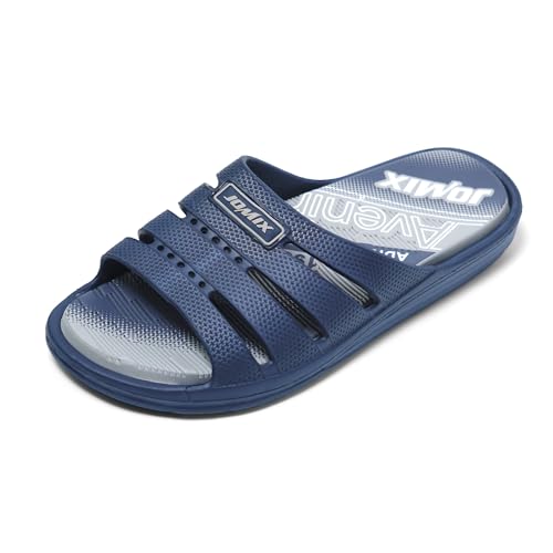 JOMIX Badelatschen Herren Sommer Badeschlappen Atmungsaktiv Gummi Bunte Schlappen Leichte Hausschuhe Meer Pool Strand Schwimmen Pantoletten Indoor Outdoor (Navy, 43 EU) von JOMIX
