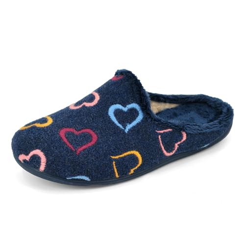JOMIX Bequeme Hausschuhe Damen Winter Plüsch Pantoffeln Warme Flauschige Hausschuhe Rutschfest (Blau, 39 EU, MD2407) von JOMIX