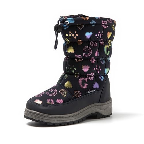 JOMIX Biker Boots Gefüttert Winterschuhe Gefüttert Stiefel Kind Winter Schuhe Rutschfest Stiefel Schneestiefel Wanderschuhe (Dunkelblau 30 EU, MB9538) von JOMIX