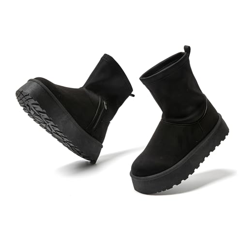 JOMIX Biker Boots Winterschuhe Gefüttert Stiefel Damen Winter Schuhe Stiefel Schneestiefel Wanderschuhe Wasserdicht (Schwarz 36 EU, MD9768) von JOMIX