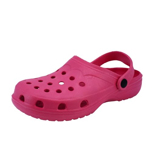 JOMIX Clogs Damen Pantoletten Gartenschuhe Leichte Gummi Eva Gartenclogs rutschfest Arbeitsclogs Massage Fußbett Arbeitsschuhe Pool Meer Strand (PD7883, Rosa, 38 EU) von JOMIX