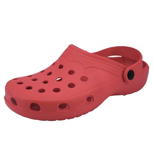 JOMIX Clogs Damen Pantoletten Gartenschuhe Leichte Gummi Eva Gartenclogs rutschfest Arbeitsclogs Massage Fußbett Arbeitsschuhe Pool Meer Strand (PD7883, Rot, 36 EU) von JOMIX