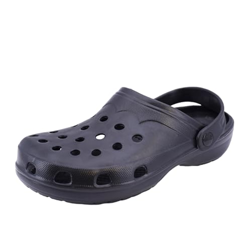 JOMIX Clogs Damen Pantoletten Gartenschuhe Leichte Gummi Eva Gartenclogs rutschfest Arbeitsclogs Massage Fußbett Arbeitsschuhe Pool Meer Strand (PD7883, Schwarz, 39 EU) von JOMIX