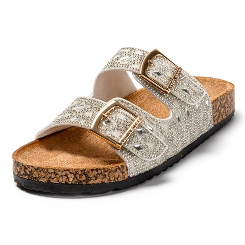 JOMIX Clogs Damen Sommer Sandalen mit Strass Frauen Bohemian Sandals Freizeit Strand Sandalette Plateau Clogs (Weiß, 39 EU, SD9157) von JOMIX