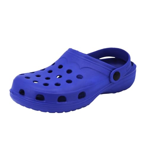 JOMIX Clogs Herren Pantoletten Gartenschuhe Leichte Gummi Eva Gartenclogs rutschfest Arbeitsclogs Massage Fußbett Arbeitsschuhe Pool Meer Strand (PU7884, Blau, 46 EU) von JOMIX