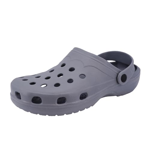JOMIX Clogs Herren Pantoletten Gartenschuhe Leichte Gummi Eva Gartenclogs rutschfest Arbeitsclogs Massage Fußbett Arbeitsschuhe Pool Meer Strand (PU7884, Grau, 41 EU) von JOMIX