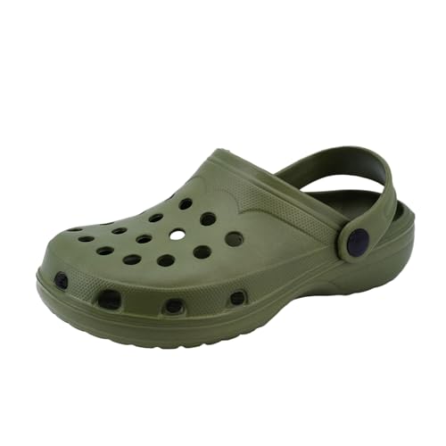 JOMIX Clogs Herren Pantoletten Gartenschuhe Leichte Gummi Eva Gartenclogs rutschfest Arbeitsclogs Massage Fußbett Arbeitsschuhe Pool Meer Strand (PU7884, Grün, 41 EU) von JOMIX