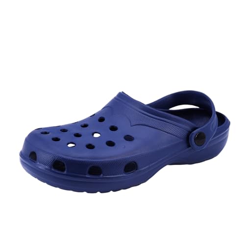 JOMIX Clogs Herren Pantoletten Gartenschuhe Leichte Gummi Eva Gartenclogs rutschfest Arbeitsclogs Massage Fußbett Arbeitsschuhe Pool Meer Strand (PU7884, Marine, 45 EU) von JOMIX