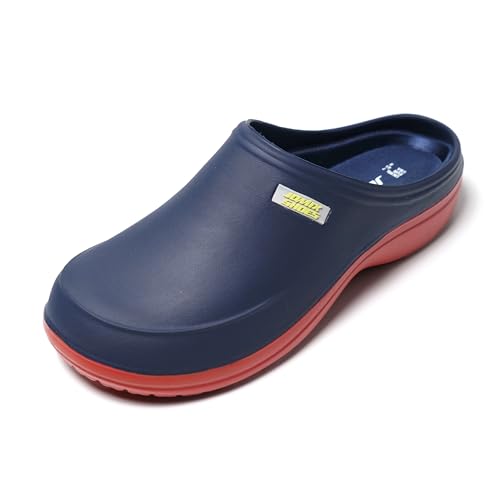 JOMIX Clogs Herren Pantoletten Sommer Gartenschuhe Leichte Medizinische Arbeitsschuhe kochschuhe rutschfest Gummi Gartenclogs Elegant Sanitär Hausschuhe Leichte Eva Slipper (Navy, 46 EU) von JOMIX