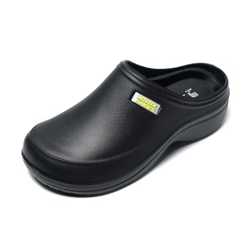 JOMIX Clogs Herren Pantoletten Sommer Gartenschuhe Leichte Medizinische Arbeitsschuhe kochschuhe rutschfest Gummi Gartenclogs Elegant Sanitär Hausschuhe Leichte Eva Slipper (Schwarz, 46 EU) von JOMIX