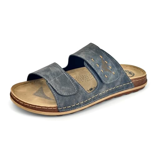 JOMIX Clogs Herren Sommer Sandalen mit Strass Jungen Türkischen Sandals Freizeit Strand Sandalette Leder Clogs (Grau, 46 EU, TU2003) von JOMIX