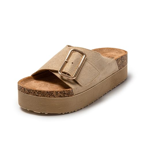 JOMIX Clogs & Pantoletten für Damen Bequem Sandalen Sommer Elegant Sommerschuhe Muttertag (Beige, 38 EU, SD9168) von JOMIX