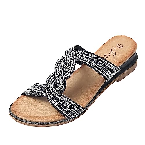 JOMIX Clogs & Pantoletten für Damen Bequem Sandalen Sommer Elegant Sommerschuhe Valentinstag (Schwarz, 37 EU, SD8125) von JOMIX