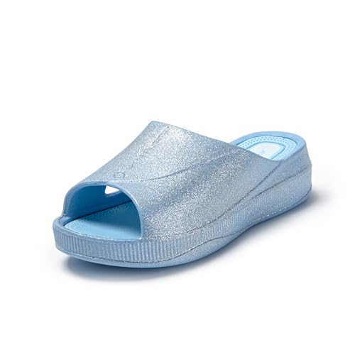 JOMIX Damen Badelatschen - Sommer Dicke Sole Badeschlappen Rutschfeste Weiche Hausschuhe 100% Eva Badeschuhe Badesandalen SD9413 (Blau, 40EU) von JOMIX