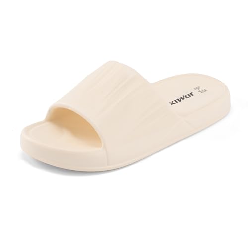 JOMIX Damen Badelatschen Sommer rutschfeste Badeschlappen Weiche Badeschuhe Leicht Eva Schlappen (Weiß, 40-41EU, WES250267) von JOMIX