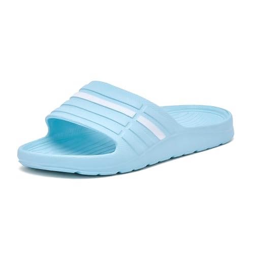 JOMIX Damen Badeschuhe Sommer Badelatschen rutschfeste Schlappen 100% Eva Leicht Badeschlappen Flach Slipper Pantoletten (Blau, 36EU, WES250078) von JOMIX