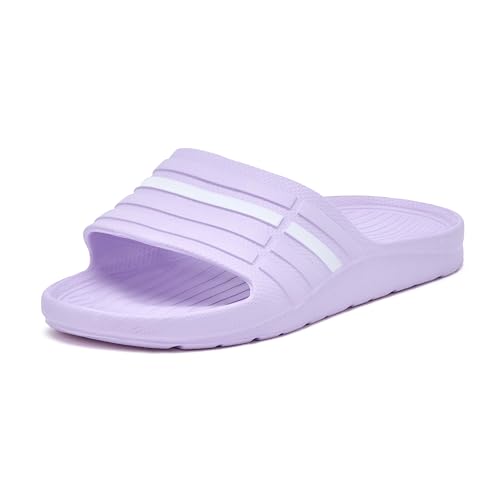JOMIX Damen Badeschuhe Sommer Badelatschen rutschfeste Schlappen 100% Eva Leicht Badeschlappen Flach Slipper Pantoletten (Lila, 37EU, WES250078) von JOMIX