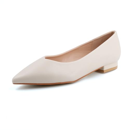 JOMIX Damen Ballerinas mit Spitzem Klassische Zehenbereich Flache Schuhe Elegant Ballettschuhe Bequeme Hochzeit (VB51817, Beige, 37 EU) von JOMIX