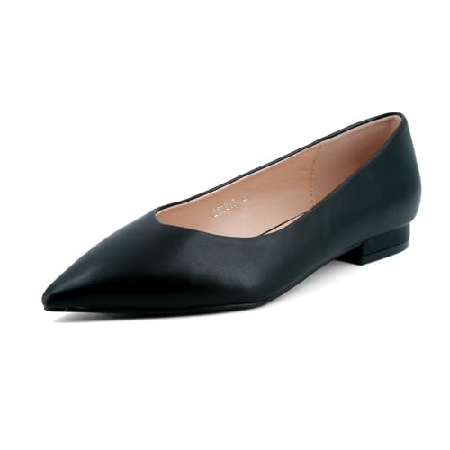 JOMIX Damen Ballerinas mit Spitzem Klassische Zehenbereich Flache Schuhe Elegant Ballettschuhe Bequeme Hochzeit (VB51817, Schwarz, 40 EU) von JOMIX