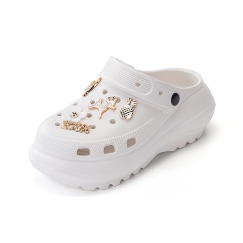 JOMIX Damen Clogs - Sommer Gartenclogs Gartenschuhe Leicht Gummischuhe Bequeme Garten Hausschuhe Badelatschen Strand Schuhe Sandalen WEG250501 (Weiß, 40EU) von JOMIX